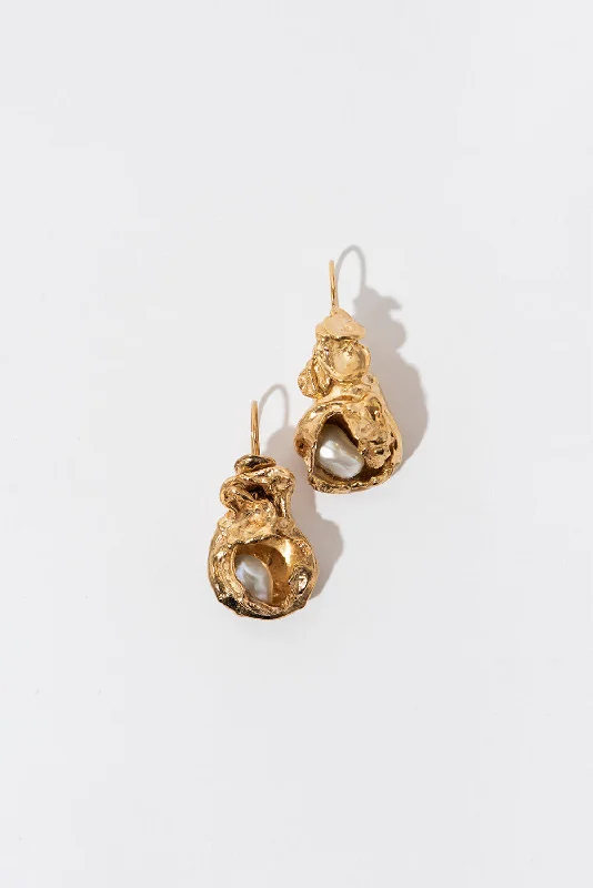 Women’s infinity earrings-The Coconut Gold Plated Earrings w. Pearls - Pair