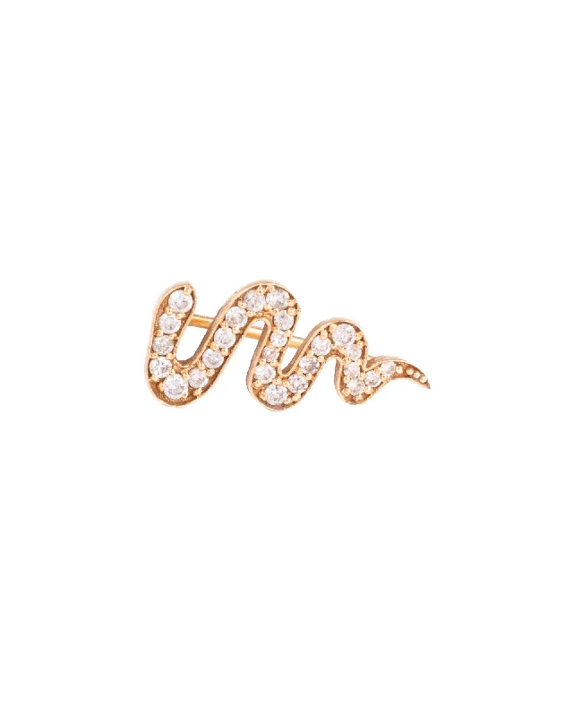 Women’s elegant drop earrings-Snake 18K Gold, Whitegold or Rosegold Earring w. Diamonds