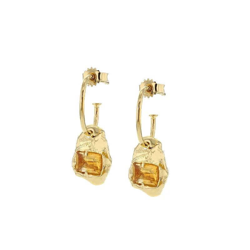 Women’s red earrings-Combined Gold Plated Earrings w. Yellow Zirconias