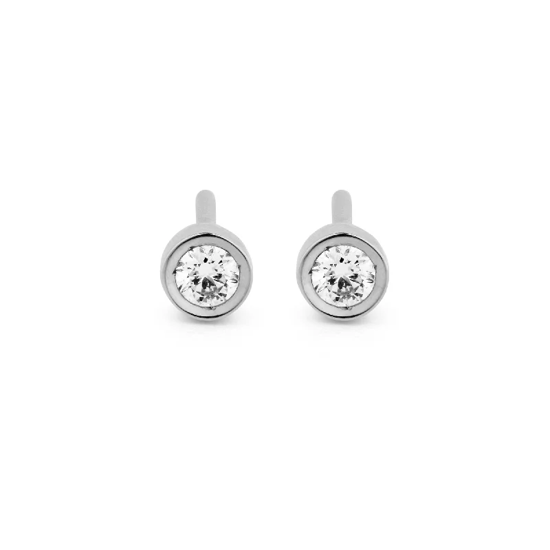 Women’s heart-shaped earrings-Flash 18K Whitegold Earrings w. Diamonds