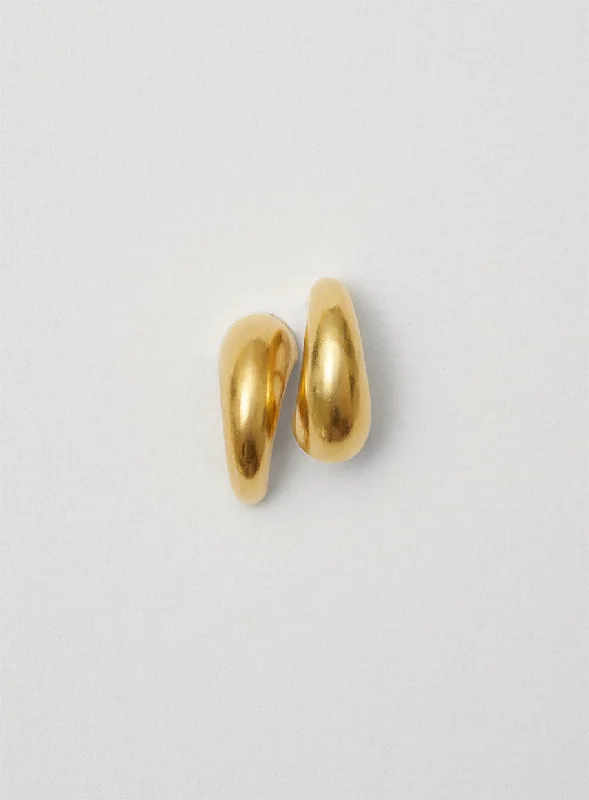 Women’s gold hoop earrings-Twin lobe 14K Gold Plated Earrings