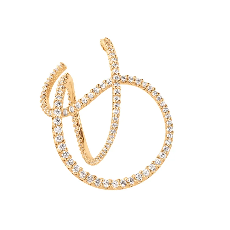 Women’s hoop earrings-Twisted Love bands 18K Gold Earring w. Diamonds