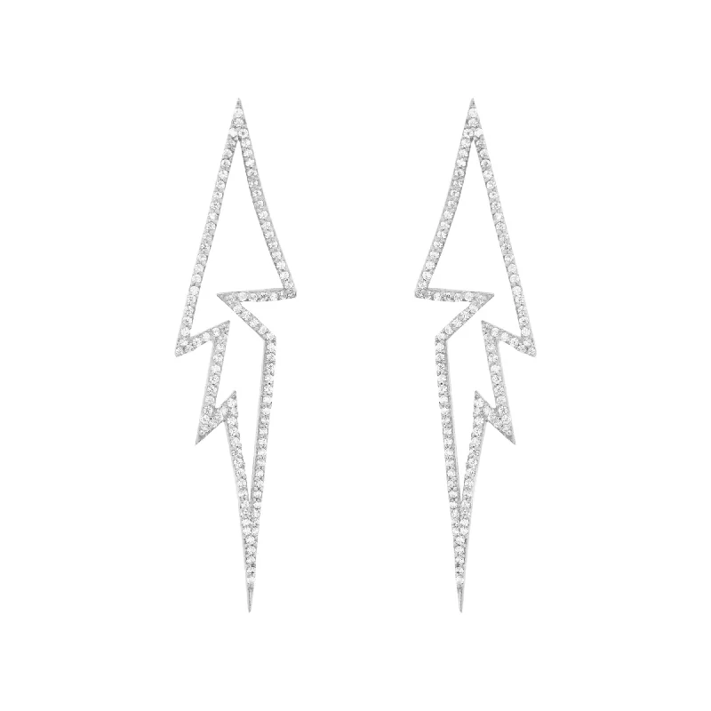 Women’s crystal drop earrings-Flash White Rhodium on Silver Earrings w. Zirconia