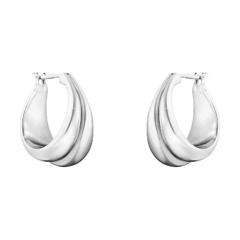 Women’s handmade earrings-Large Curve Silver Earrings