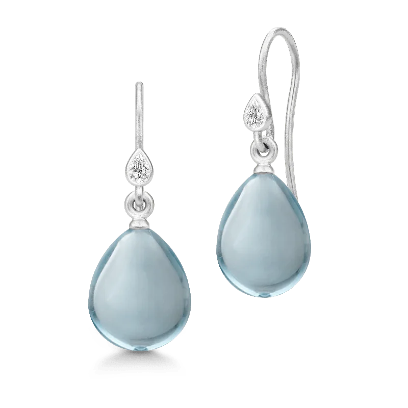 Women’s small hoop earrings-Prima Ballerina Ocean Blue Silver Earrings