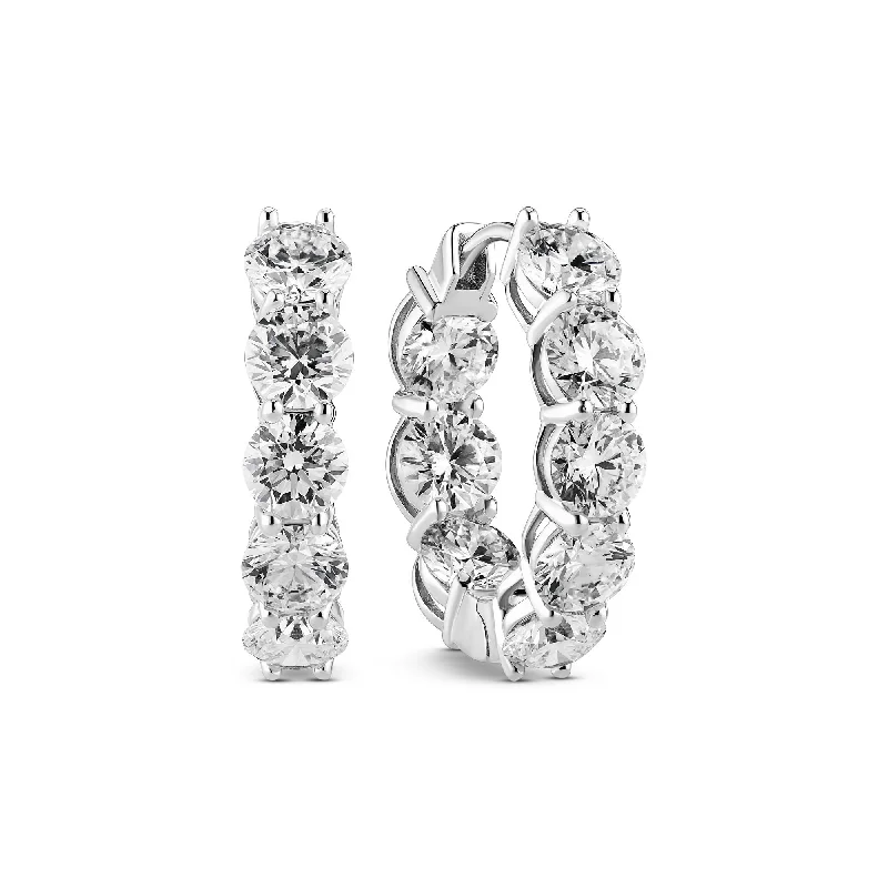 Women’s large earrings-Ariccia 14K Whitegold Hoops w. Lab-Grown Diamonds