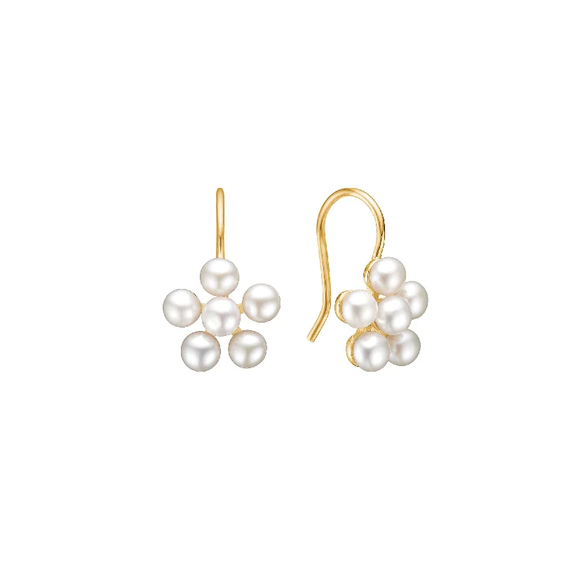 Women’s trendy earrings-Reef 18K Gold Plated Earrings w. Pearls