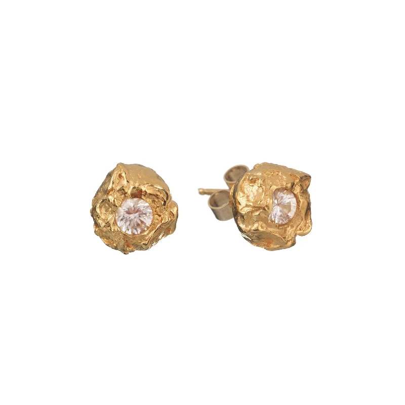 Women’s silver earrings-Lula Sparkle Gold Plated Earrings w. Sapphires