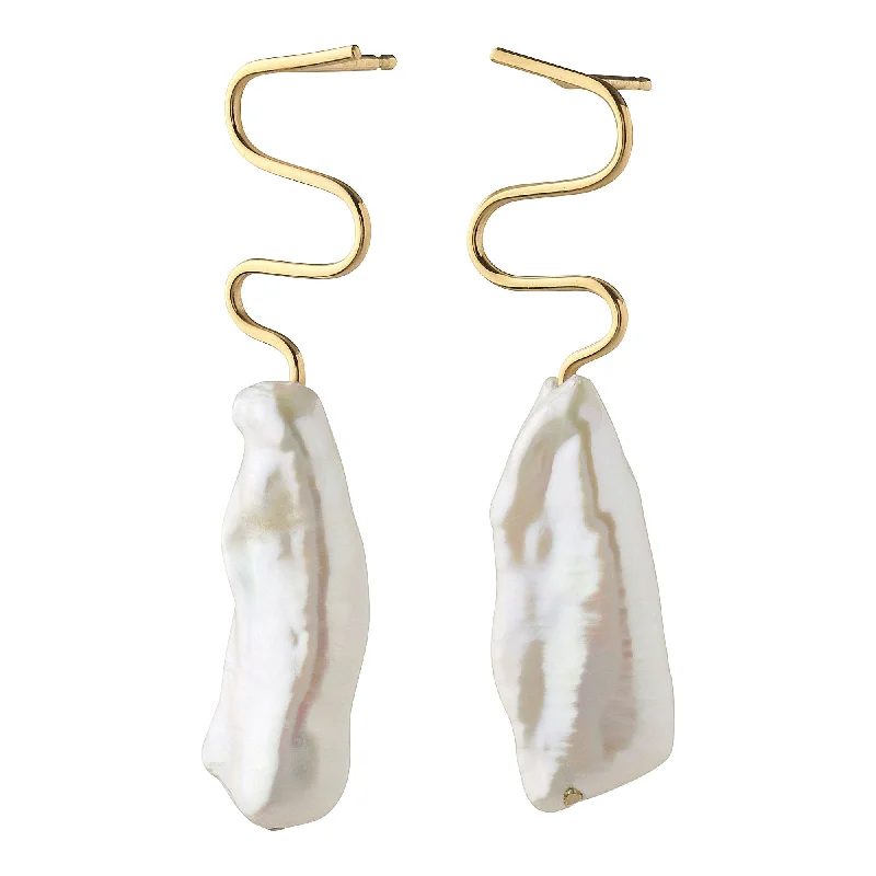 Women’s custom earrings-Apisto 14K Gold Earrings w. Pearls