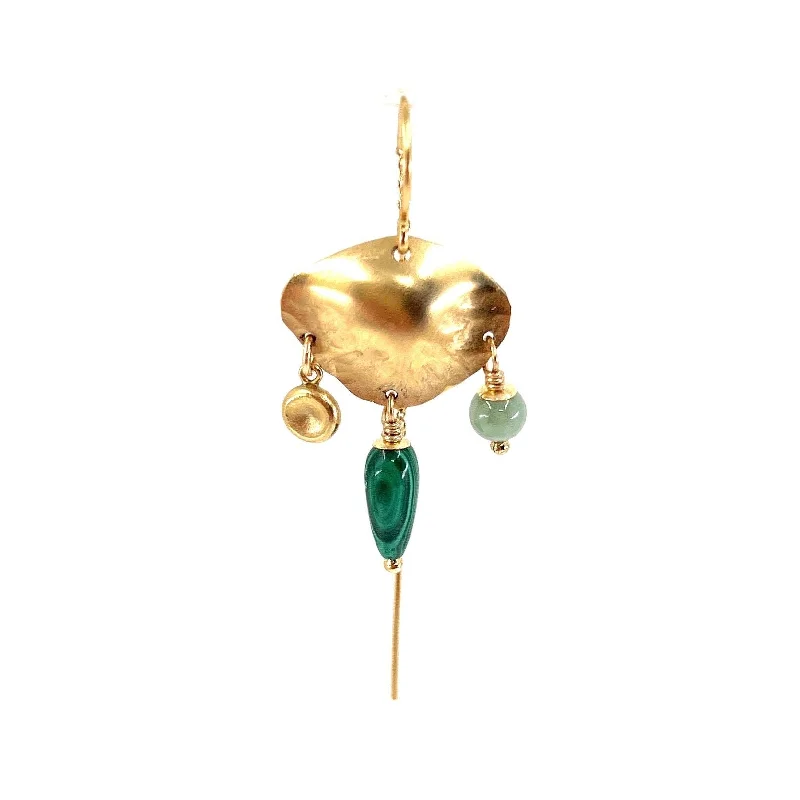 Women’s silver dangle earrings-Greta 14K Goldfilled Earring w. Malachite & Jade