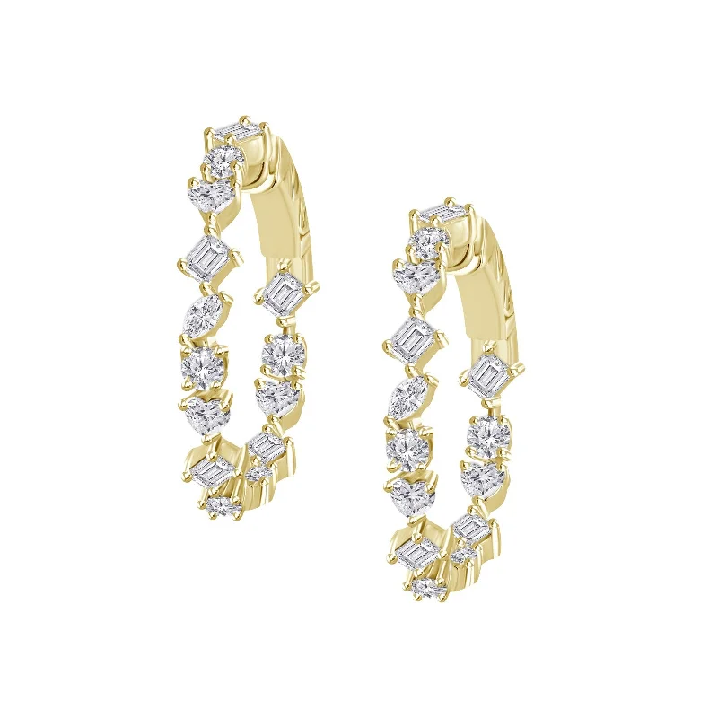 Women’s simple earrings-Multishape Statement Diamond Hoops