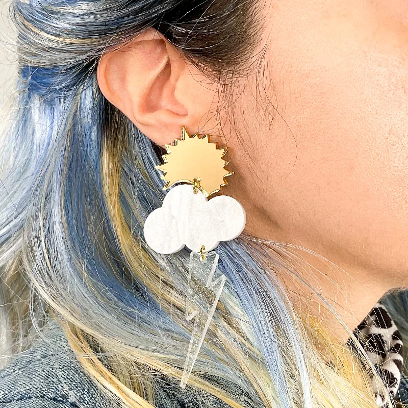 Women’s statement stud earrings-LAST CHANCE! Partly Cloudy Earrings - Chance of Shimmer