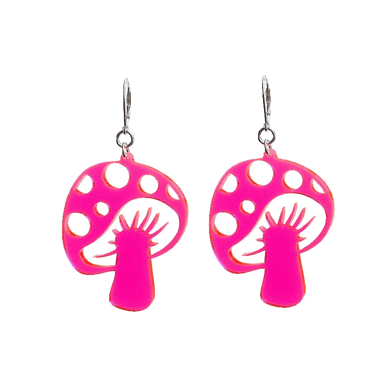 Women’s long drop earrings-Last Chance! Shroom to Glow - Large Mushroom Earrings