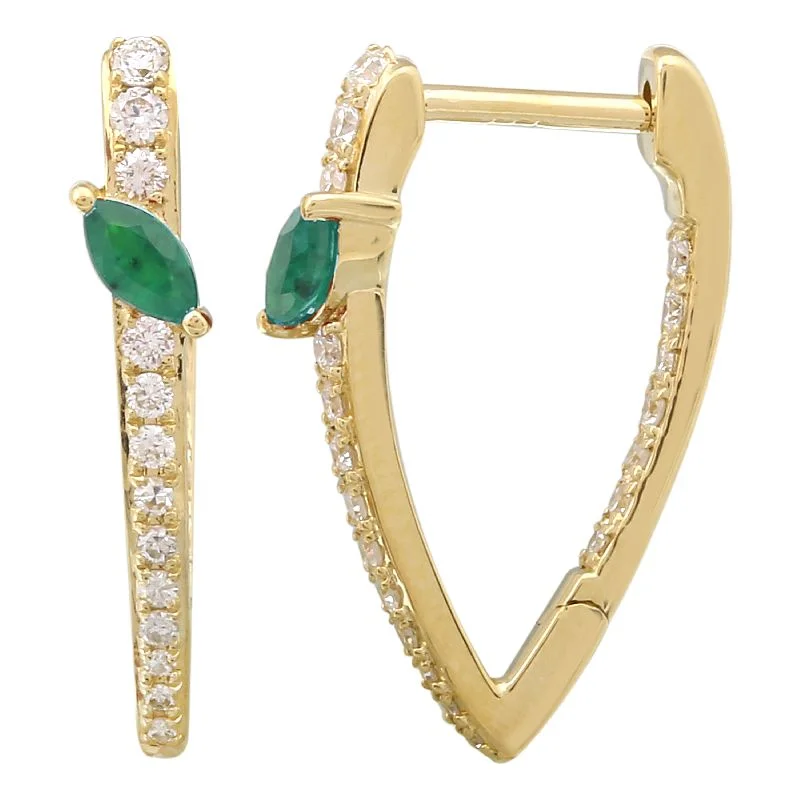 Women’s hoop and stud earrings-Statement V Emerald Diamond Earrings