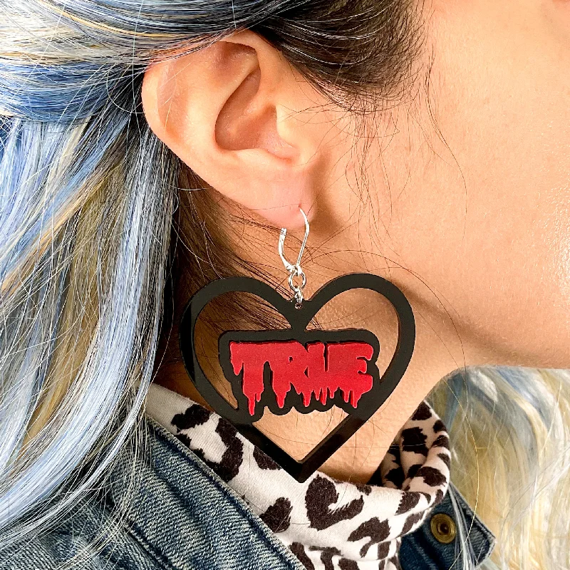 Women’s custom-made earrings-Last Chance! True Love (It's True Crime) Door Knocker Earrings