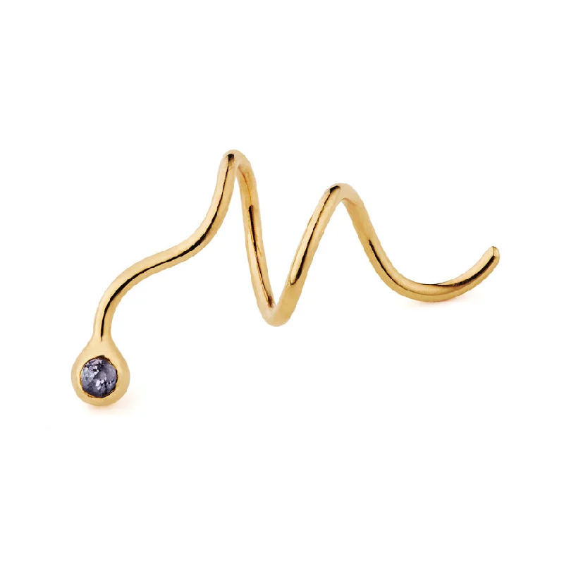 Women’s gold and diamond earrings-Puakai Gold Plated Earring w. Sapphire