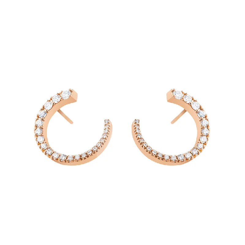 Women’s hanging earrings-Forever and Always 18K Rose Gold Earring w. Diamonds