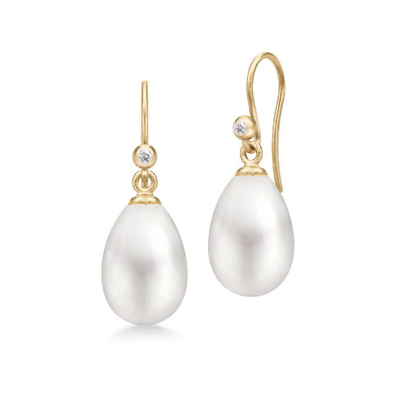 Women’s butterfly hoop earrings-Afrodite Gold Plated Earrings w. Pearl & Zirconia