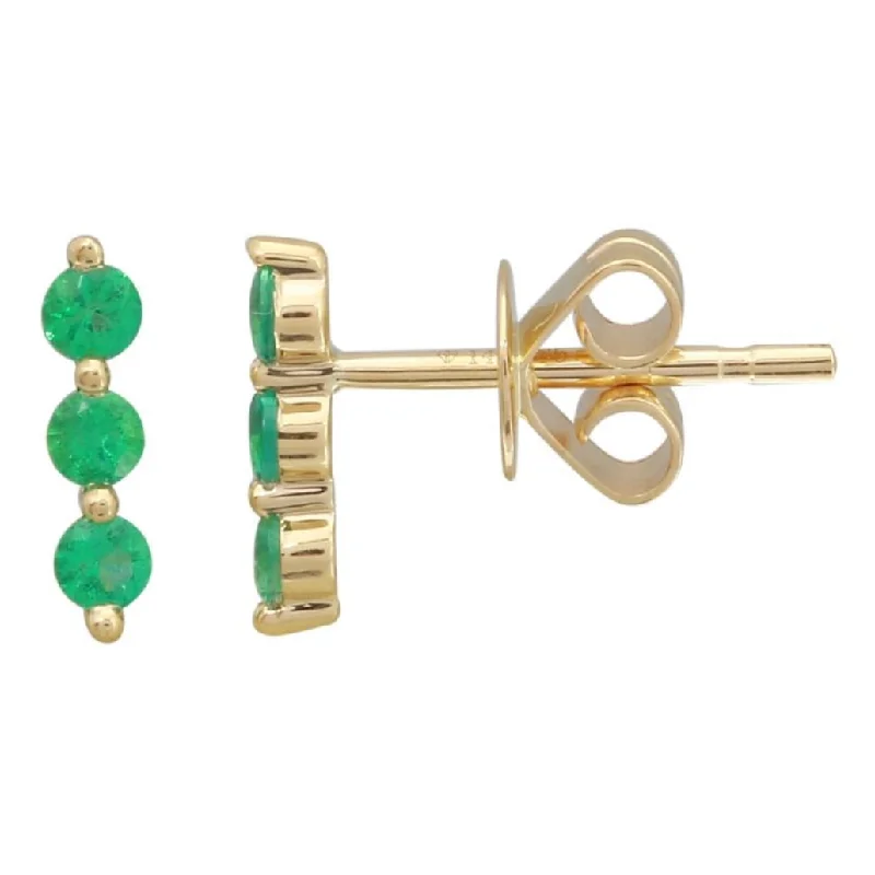 Women’s infinity earrings-Trio Gemstone Bar Studs