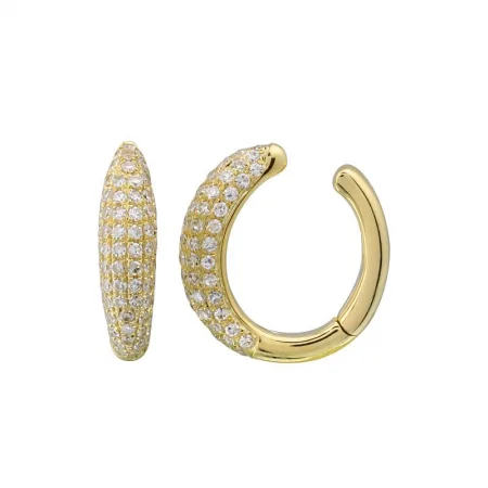 Women’s elegant drop earrings-Domed Diamond Pave Ear Cuff (Single)