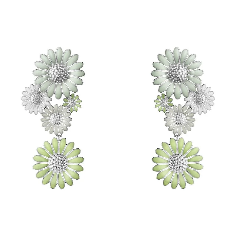 Women’s elegant drop earrings-Daisy x Stine Goya Silver, White, Green & Blue Earrings