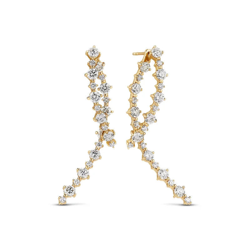 Women’s luxury diamond earrings-Brina Lungo 14K Gold Earrings w. Lab-Grown Diamonds