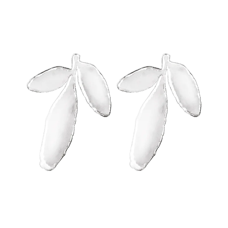 Women’s custom-made earrings-ALMA White Gold Plated Earrings