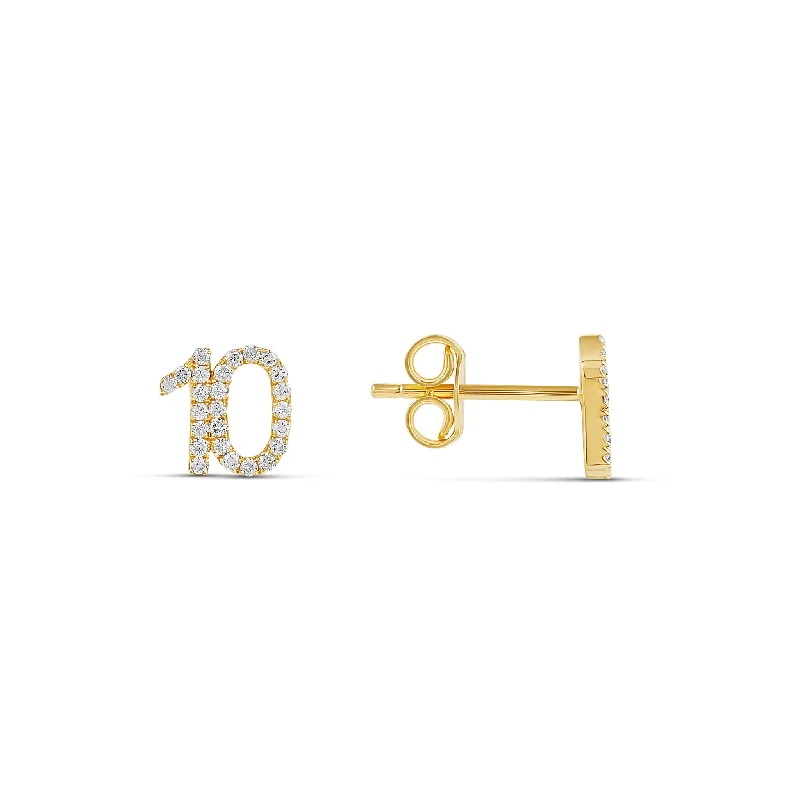 Women’s simple earrings-Two Digits Number Diamond Stud (Single)