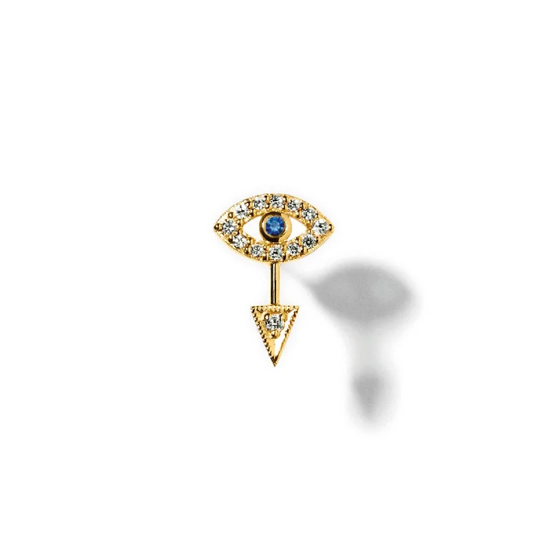 Women’s jade earrings-Miss Eye Gold Diamond Sapphire Earstud