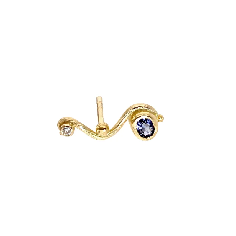 Women’s elegant drop earrings-Seafire 18K & 22K Gold Earrings w. Sapphire & Diamond