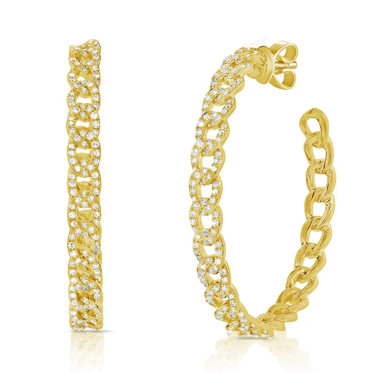 Women’s statement earrings-Pave Cuban Hoops