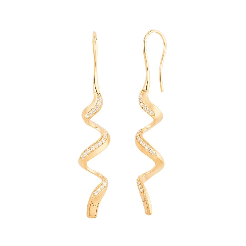 Women’s dangle earrings-Jovian 18K Gold Ear Hangers w. Diamonds