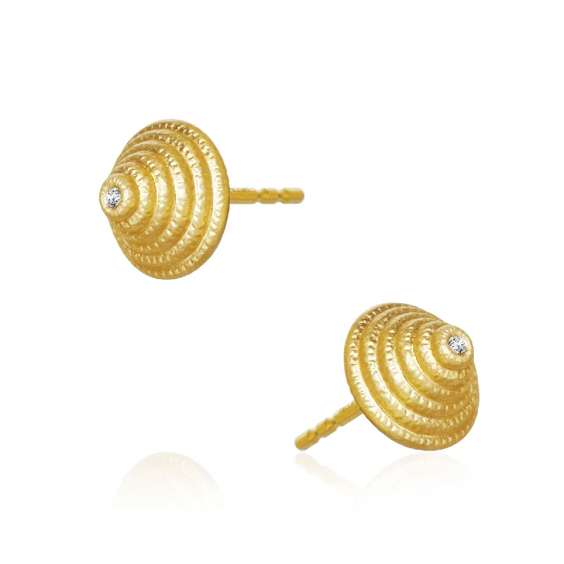 Women’s heart-shaped earrings-Thera medium twist 18K Gold Earrings w. Diamonds