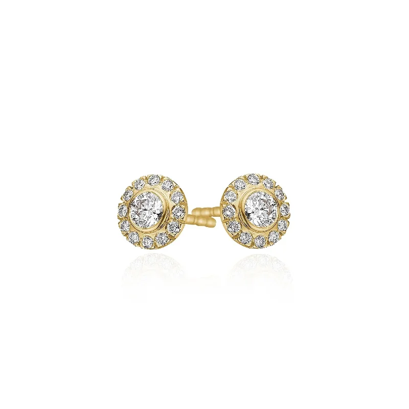 Women’s luxury earrings-Harmony Small 18K Gold Earrings w. Diamonds