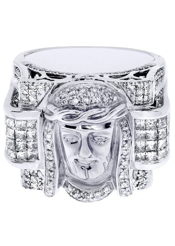 Women’s engagement rings with moissanite-White Gold Mens Diamond Ring| 1.17 Carats| 20.29 Grams