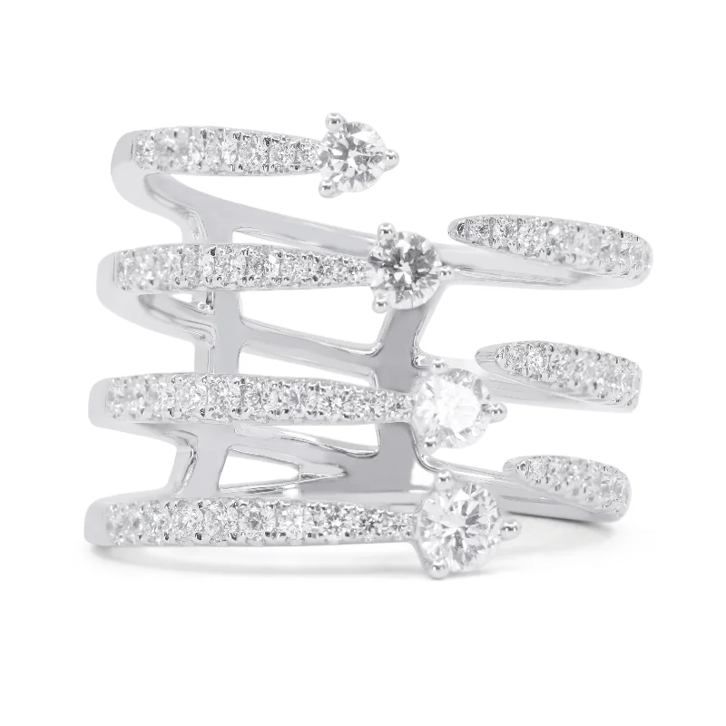 Women’s elegant engagement rings-14K White Gold,white Diamond Ring