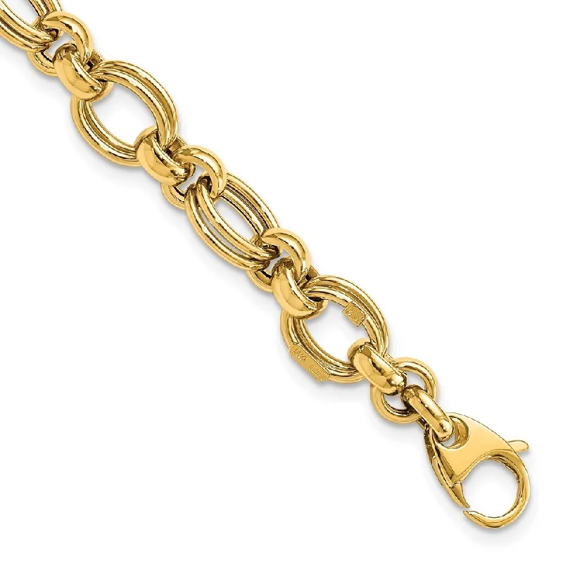 Women’s ethnic bracelets-14k Yellow Gold 7mm Fancy Link Bracelet, 7.5"