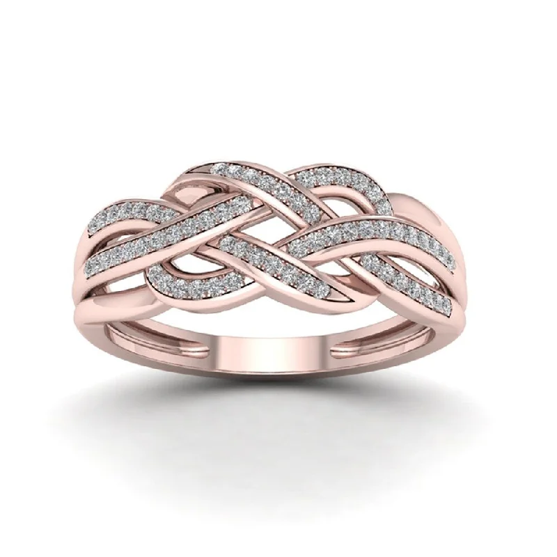 Women’s gold-plated rings-De Couer 10k Rose Gold 1/5ct TDW Diamond Swirling Ring - Pink