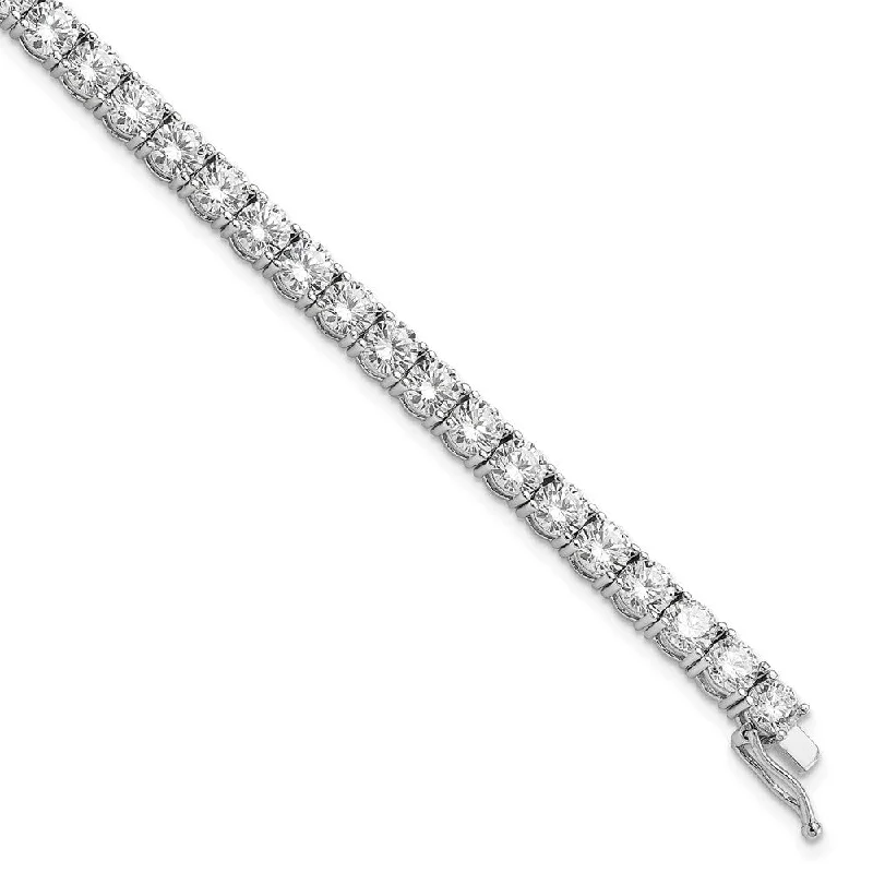 Women’s wide cuff bracelets-Sterling Silver Rhodium Plated CZ 7in Bracelet-WBC-QG3491-7