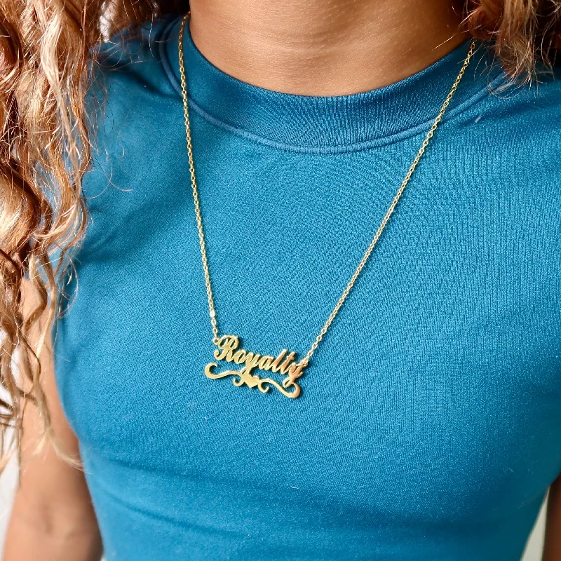 Women’s infinity necklaces-Ornate Heart Name Necklace