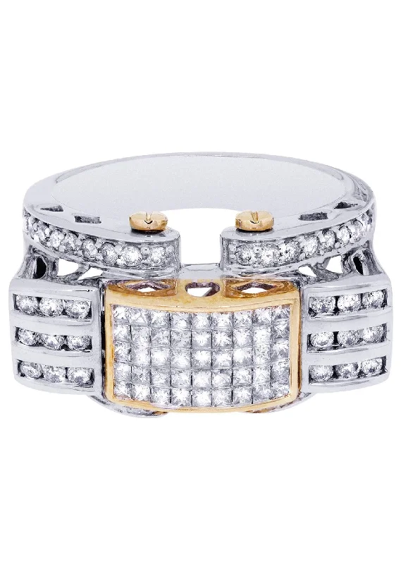 Women’s engagement rings with fancy diamonds-White Gold Mens Diamond Ring| 1.37 Carats| 13.37 Grams