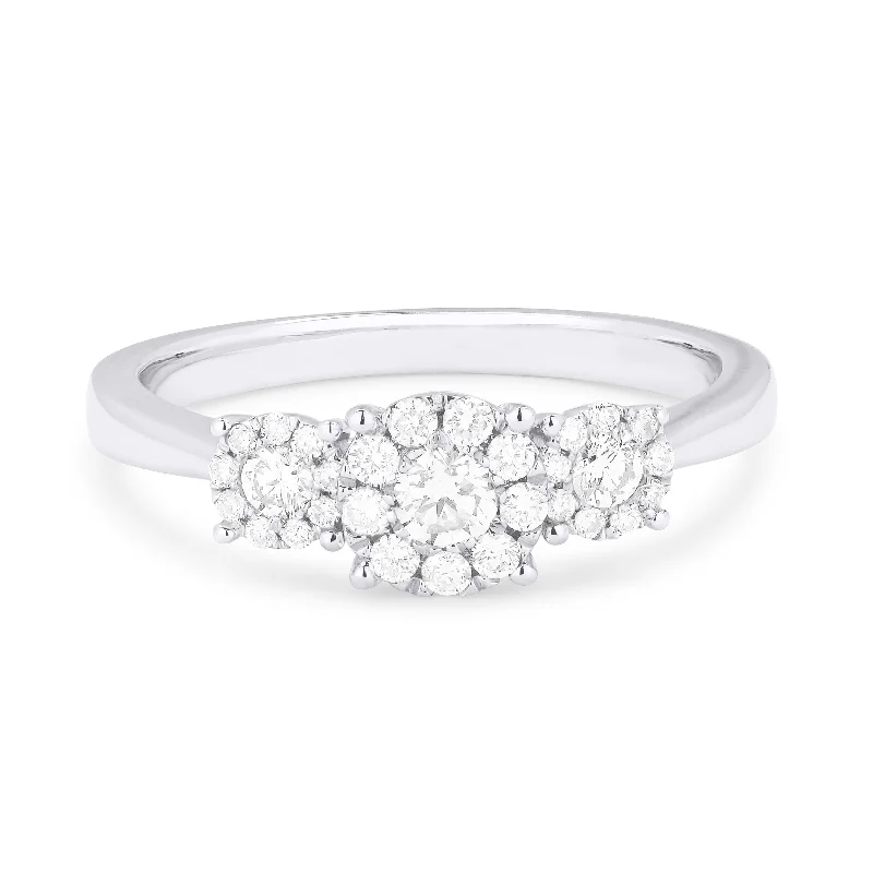 Women’s halo engagement rings-14K White Gold,white Diamond Ring