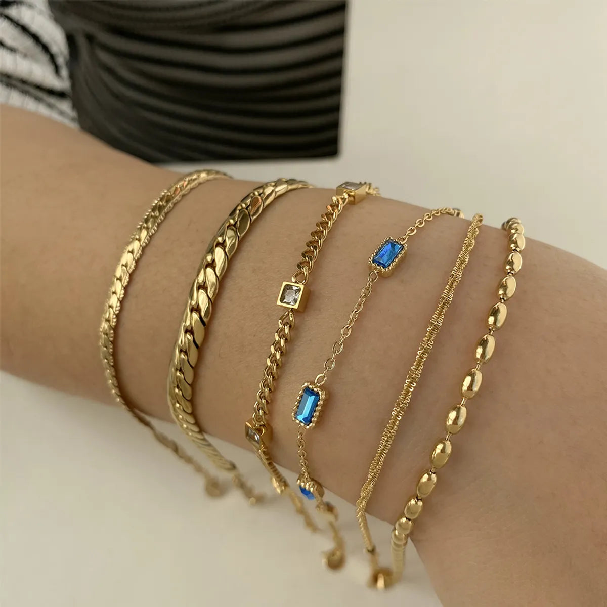 Women’s antique bracelets-IG Style Modern Style Square Solid Color 304 Stainless Steel 16K Gold Plated White Gold Plated Gold Plated Zircon Bracelets In Bulk