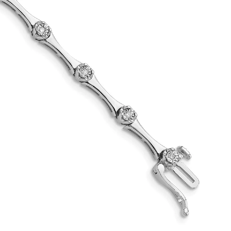 Women’s diamond bracelets-Sterling Silver Rhodium Plated Diamond Bracelet-WBC-QDX1117