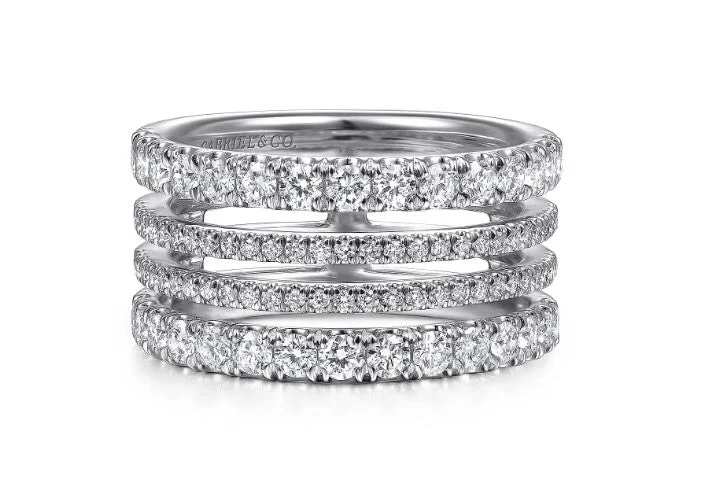 Women’s luxurious engagement rings-Four Row Diamond Ring