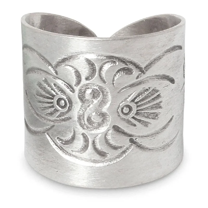 Women’s luxury diamond rings-Handmade Sterling Silver 'Live with Animal' Ring (Thailand)