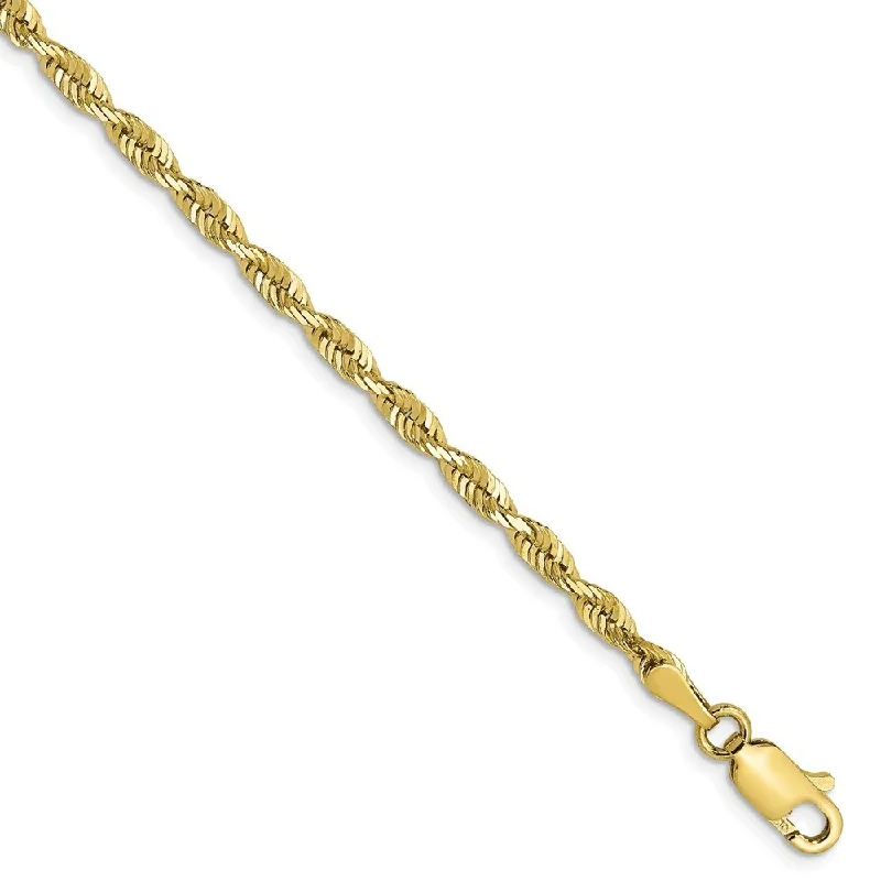 Women’s leather cuff bracelets-Leslie's 10k Yellow Gold 2.75mm Diamond-Cut Lightweight Rope Chain Bracelet, 7"