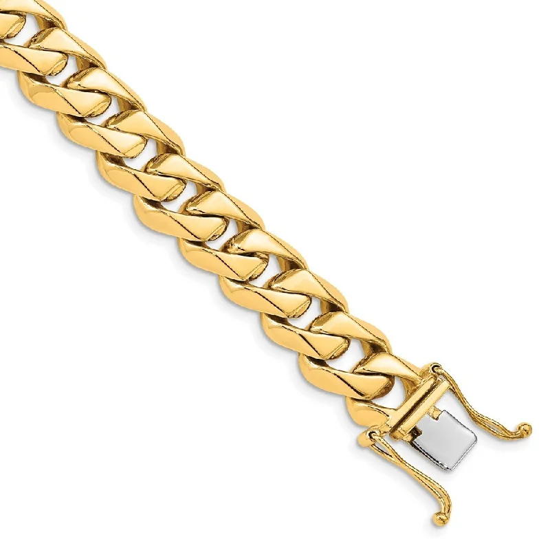 Women’s unique bangle bracelets-14k Yellow Gold 11mm Hand-polished Traditional Link Bracelet, 8"