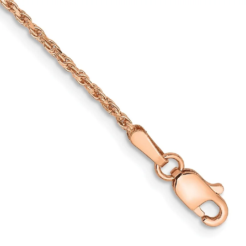 Women’s ethnic bracelets-14k Rose Gold 1.5mm Diamond-Cut Machine-made Rope Chain Bracelet, 7"