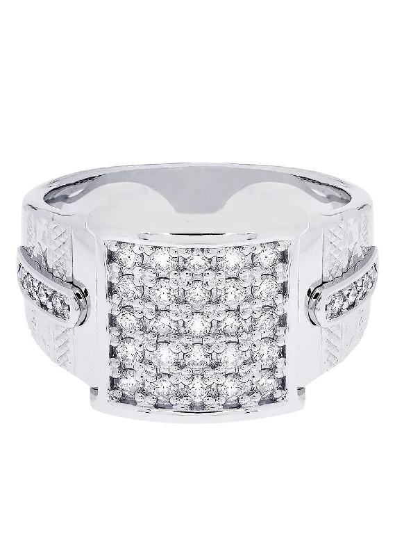 Women’s vintage engagement rings-White Gold Mens Diamond Ring| 0.84 Carats| 14.74 Grams